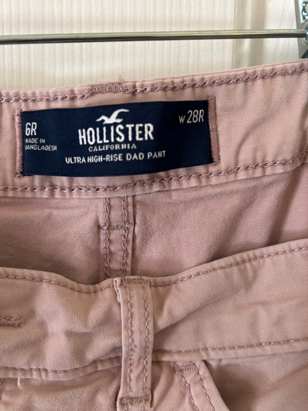 Hollister Dusty Pink Ultra High Rise Dad Pant Cargo Utility Pockets - Picture 3 of 9